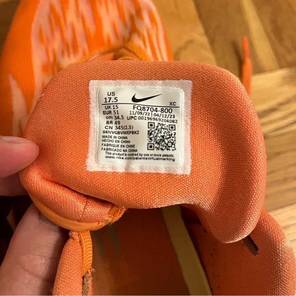 Size 17.5 Nike Arike Ogunbowale x Air Zoom GT Cut 2 Bright Mandarin